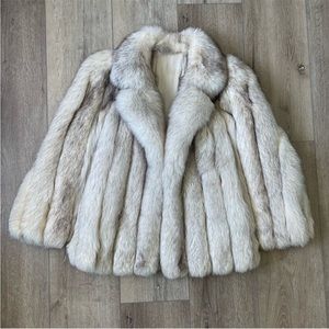 Real Blue Arctic Fox Fur White Coat Jacket Vintage